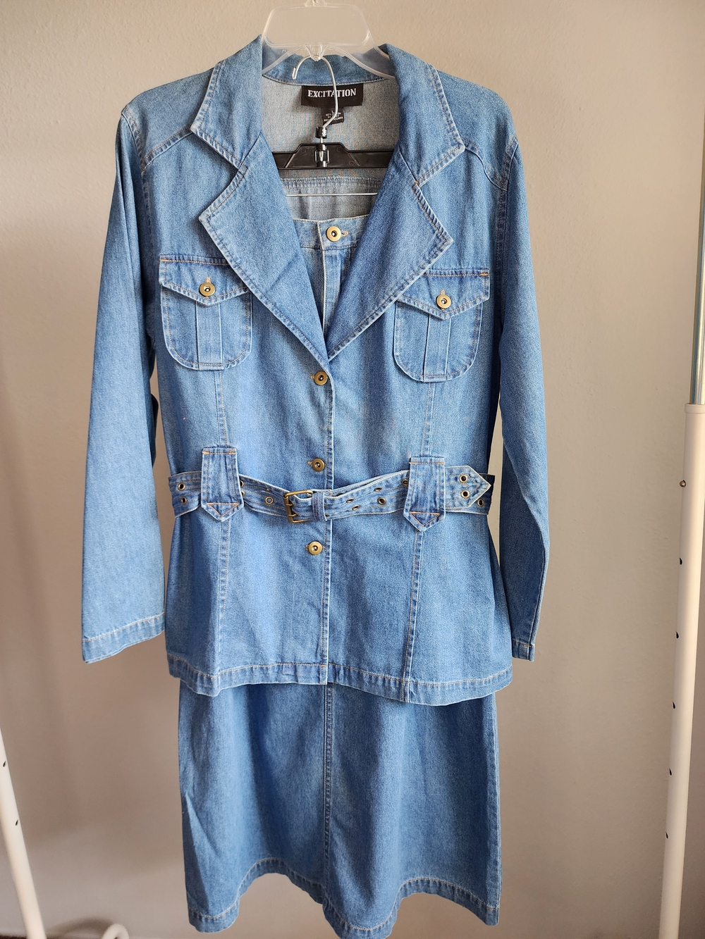 Vintage Jean 2 Pcs Suit. Women's Jacket With Matching Skirt